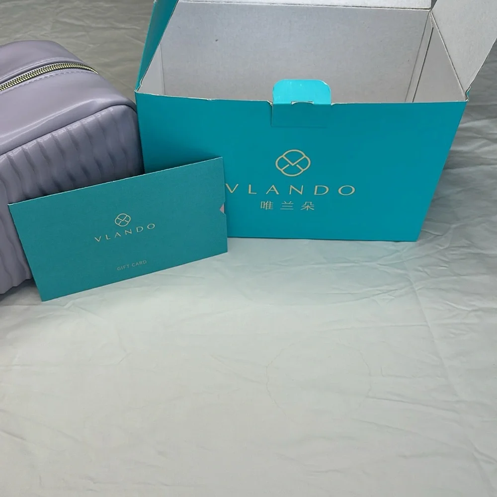 BRAND NEW IN BOX! Vlando Lavender set of two Cosmetic Bags with Gold Zipper.